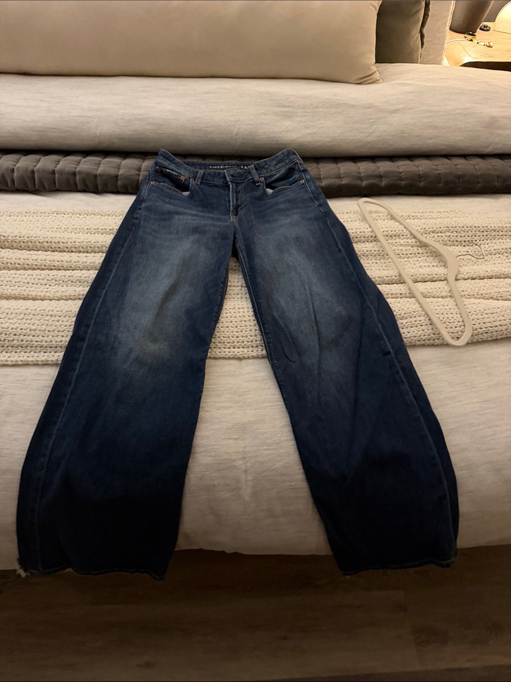 American Eagle Outfitters Dark Blue Wide-Leg Jeans